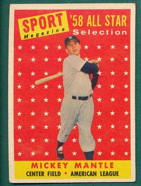 1958 Topps #487 Mickey Mantle, All Star