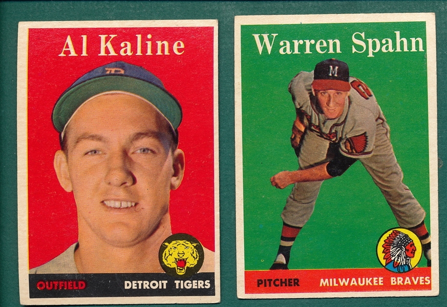 1958 Topps #70 Kaline & #270 Spahn, Lot of (2)