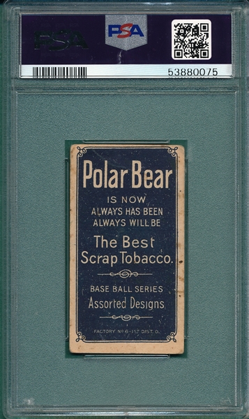 1909-1911 T206 Snodgrass, Catching, Polar Bear, PSA 1.5