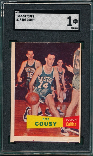 1957 Topps #17 Bob Cousy SGC 1 *Rookie*