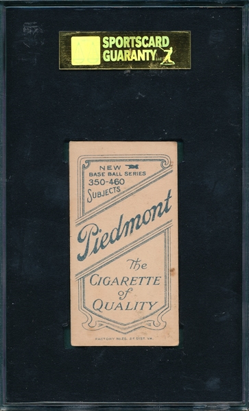 1909-1911 T206 McGraw, Portrait W/Cap, Piedmont Cigarettes SGC 50