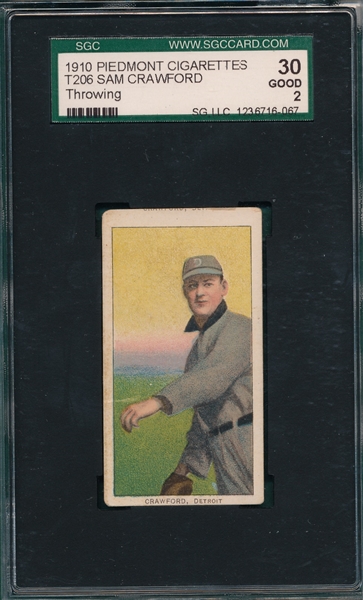 1909-1911 T206 Crawford, Throwing, Piedmont Cigarettes SGC 30 *Double Name*