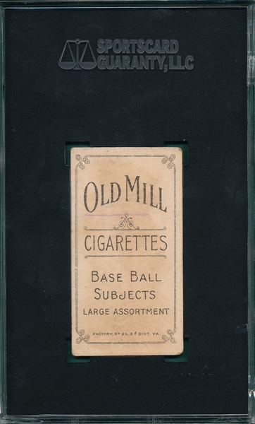1909-1911 T206 Crandall, Portrait W/ Cap, Old Mill Cigarettes SGC 30