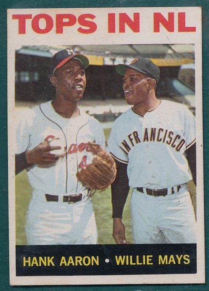 1964 Topps #423 Tops In NL (A) W/ Aaron & Mays