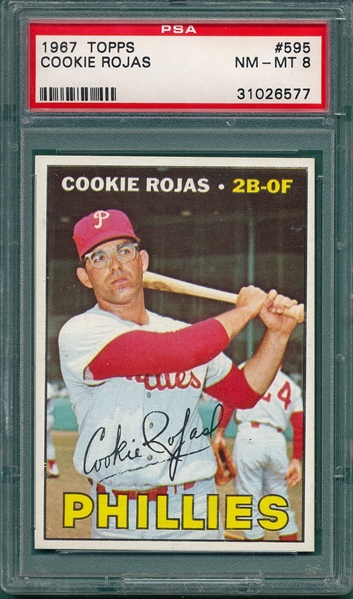 1967 Topps #595 Cookie Rojas, Hi #, PSA 8