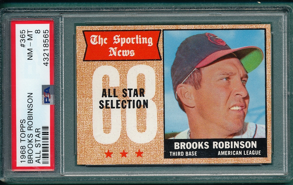 1968 Topps #365 Brooks Robinson, AS, PSA 8
