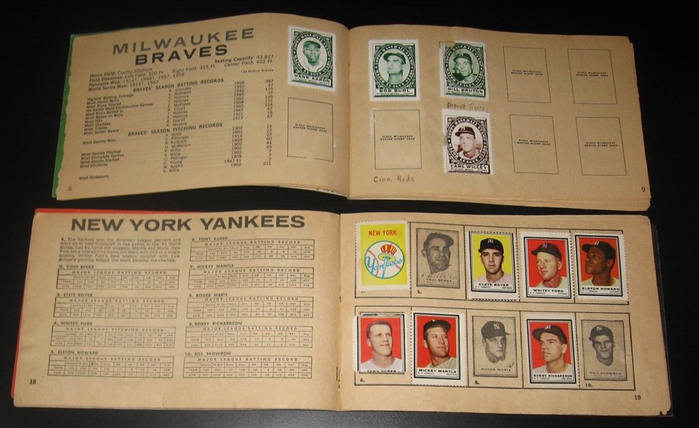 1961/62 Topps Stamp Albums W/ Mantle Stamp