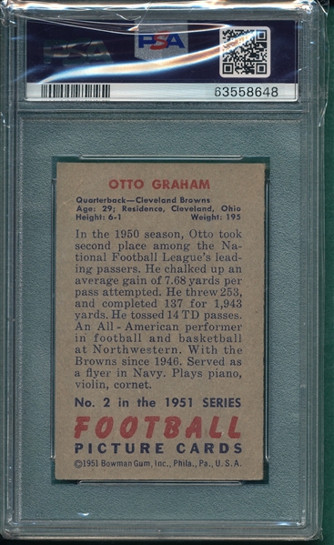 1951 Bowman #2 Otto Graham PSA 4