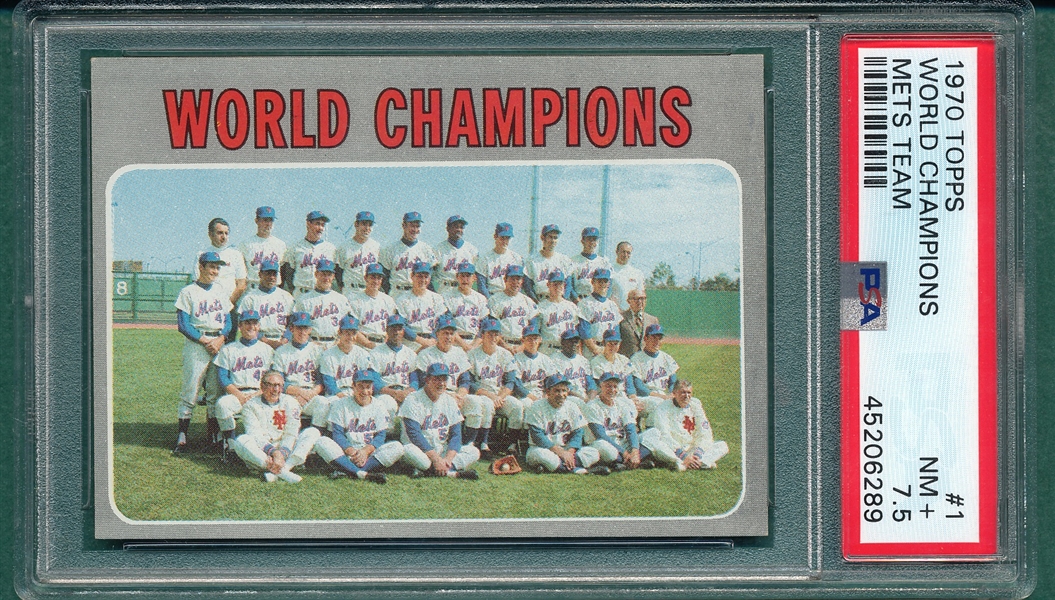 1970 Topps #1 World Champions, Mets, PSA 7.5