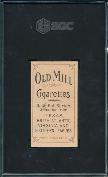 1909-1911 T206 Hooker Old Mill Cigarettes SGC 4 *Southern Leaguer*