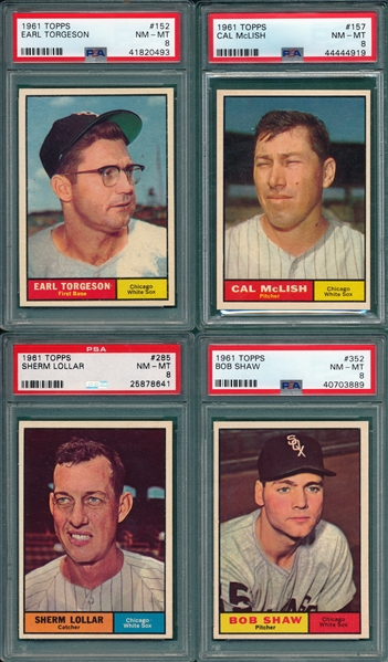 1961 Topps Lot of (4) White Sox W/ #152 Torgeson PSA 8