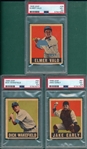 1948 Leaf #29 Valo, #50 Wakefield & #61 Early, Lot of (3) PSA 3.5