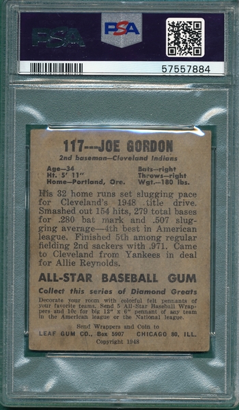 1948 Leaf #117 Joe Gordon PSA 3.5