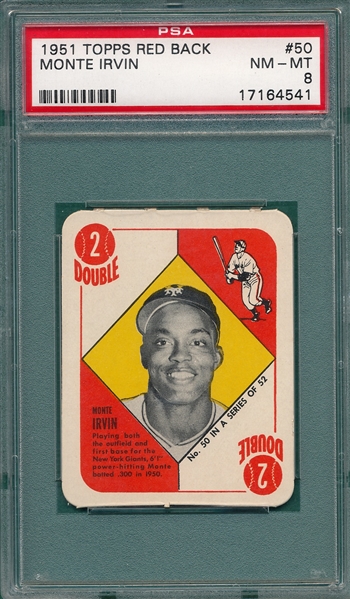 1951 Topps Red Back #50 Monte Irvin PSA 8 *Rookie*