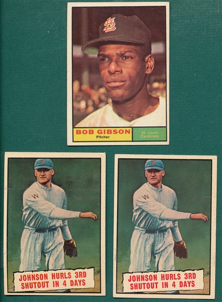 1961 Topps Lot of (3) W/ #211 Gibson