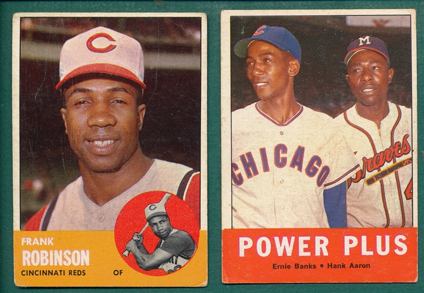 1963 Topps #242 Power Plus (Banks/Aaron) & #400 Frank Robinson, Lot of (2)