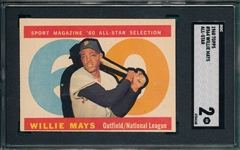 1960 Topps #564 Willie Mays, AS, SGC 2 *Hi #*