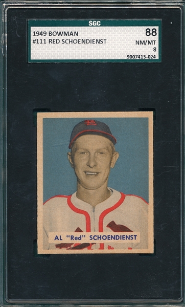 1949 Bowman #111 Red Schoendienst SGC 88