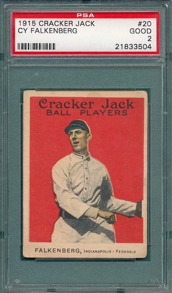 1915 Cracker Jack #20 Cy Falkenberg PSA 2 *Federal League*