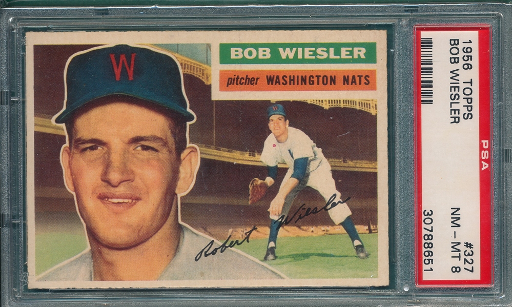 1956 Topps #327 Bob Wiesler PSA 8