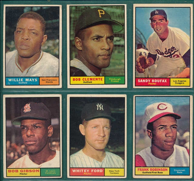 1961 Topps Lot of (6) HOFers W/ Clemente & Mays