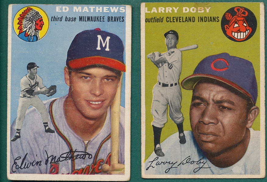 1954 Topps #30 Mathews & #70 Doby, Lot of (2)