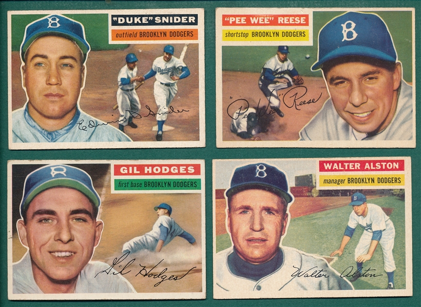 1956 Topps Lot of (4) Dodgers HOFers W/ #150 Snider