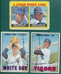 1967 Topps #540 Cash, #609 John & #569 Carew, Rookie, Lot of (3) *Hi #s*