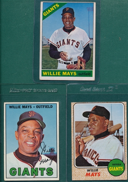 1966-68 Topps Willie Mays, Lot of (3)