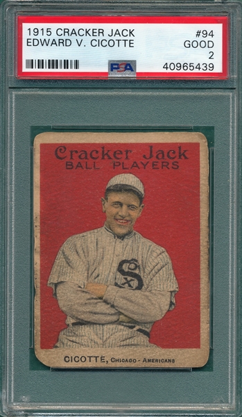 1915 Cracker Jack #94 Ed Cicotte PSA 2