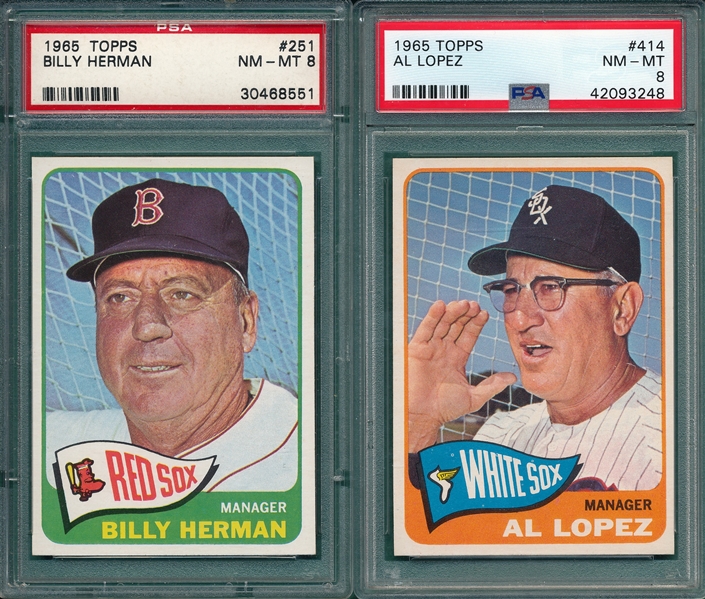 1965 Topps #251 Herman & #414 Lopez, Lot of (2), PSA 8