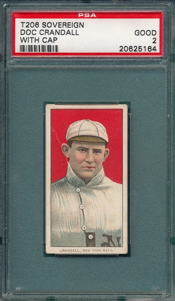 1909-1911 T206 Crandall, Portrait With Cap, Sovereign Cigarettes PSA 2 *460 Series*
