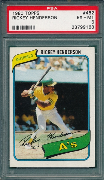 1980 Topps #482 Rickey Henderson PSA 6 *Rookie*