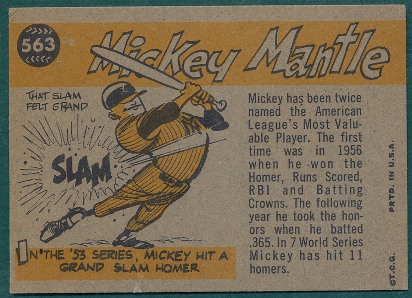 1960 Topps #563 Mickey Mantle, AS *Hi #*