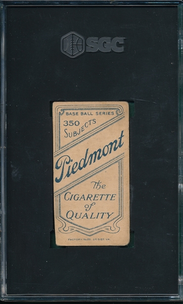 1909-1911 T206 Bernhard Piedmont Cigarettes SGC Authentic *Southern League*