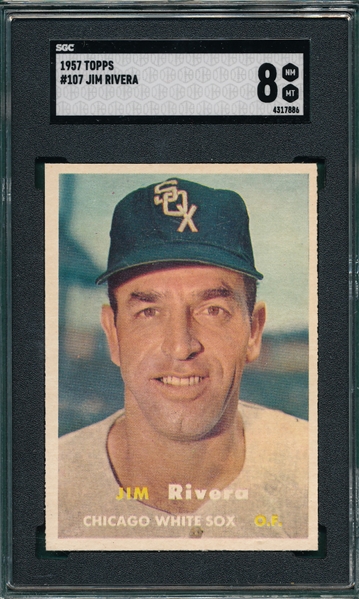 1957 Topps #107 Jim Rivera SGC 8