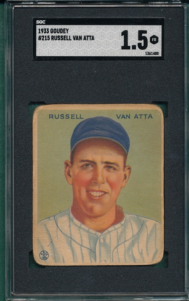 1933 Goudey #215 Russell Van Atta SGC 1.5