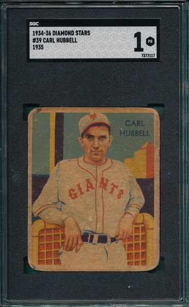 1934-36 Diamond Stars #39 Carl Hubbell SGC 1