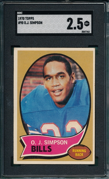 1970 Topps Football #90 O. J. Simpson SGC 2.5