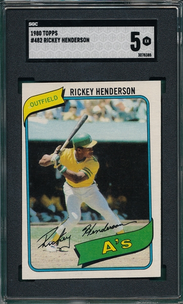 1980 Topps #482 Rickey Henderson SGC 5 *Rookie*