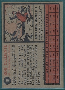 1962 Topps #10 Bob Clemente 