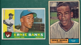 1960/61 Topps Lot of (2) Ernie Banks