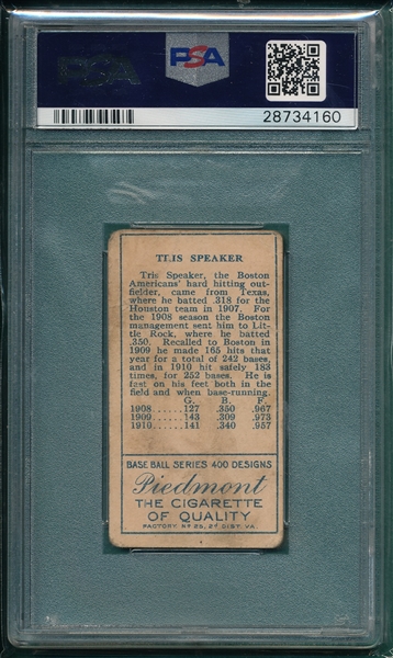 1911 T205 Speaker Piedmont Cigarettes PSA 1.5