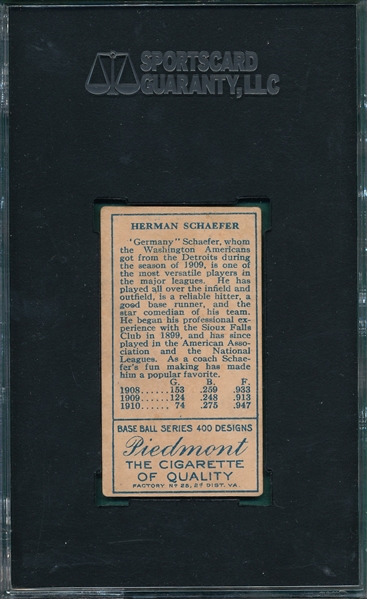 1911 T205 Schaefer Piedmont Cigarettes SGC 50