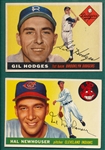1955 Topps #24 Newhouser & #187 Hodges *Hi #*, Lot of (2) 