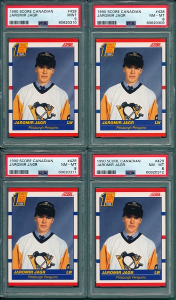 1990 Score Canadian #428 Jaromir Jagr, Rookie, Lot of (10), PSA