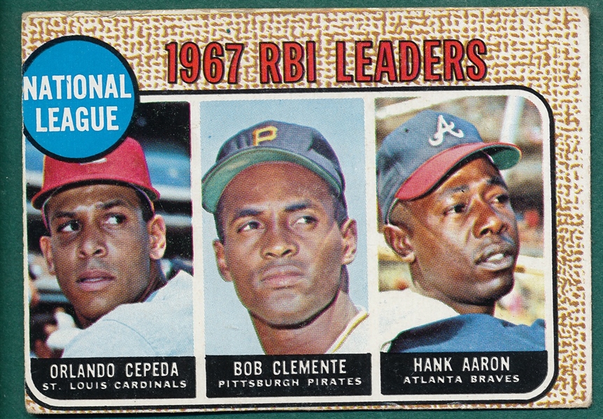 1965-68 Topps Leaders Lot of (8) W/ Clemente, Aaron & Mays