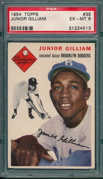 1954 Topps #35 Junior Gilliam PSA 6