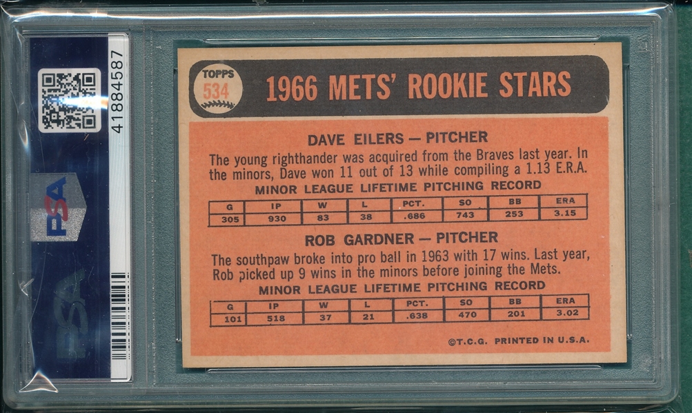 1966 Topps #534 Mets Rookie Stars, PSA 9 *MINT* *Hi #*