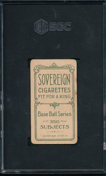 1909-1911 T206 McGraw, Portrait, No Cap, Sovereign Cigarettes SGC 2.5